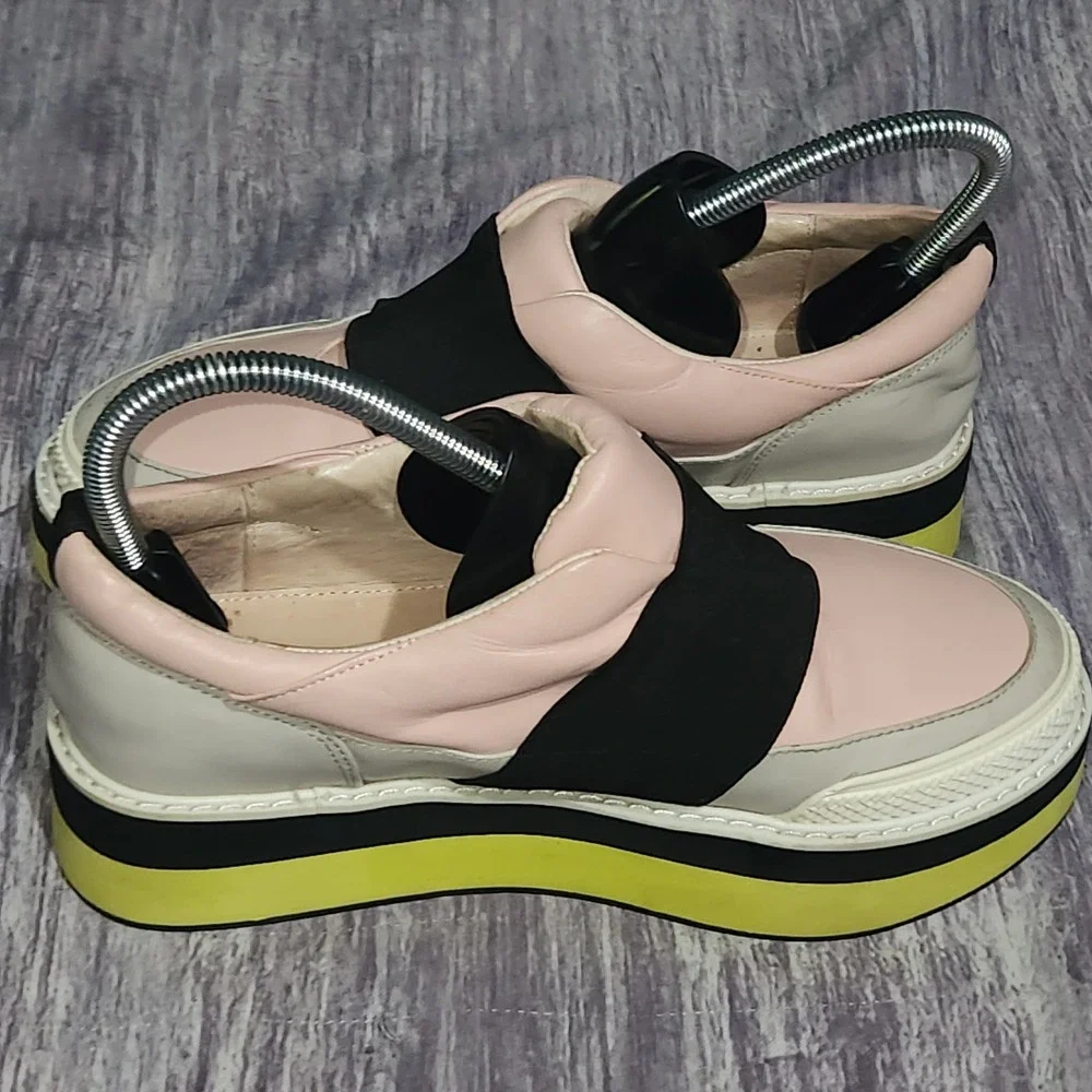 Shellys London Platform Slip On Sneakers Shoes Pastel Pink Color Block